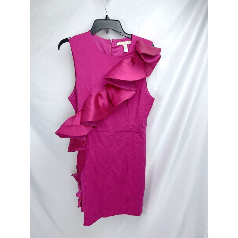 Hutch Anthropologie Large Pink Sleeveless Dress Front Ruffle Formal‎